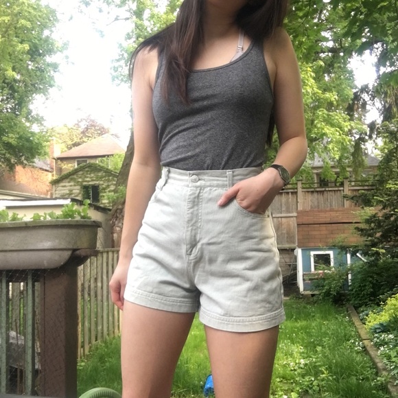 Sage green denim shorts - Picture 3 of 4
